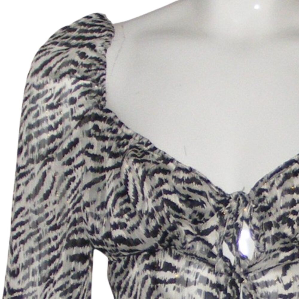 new NASTY GAL Top, 8, Zebra print, Long Sleeves, Tie front - Picture 6 of 12
